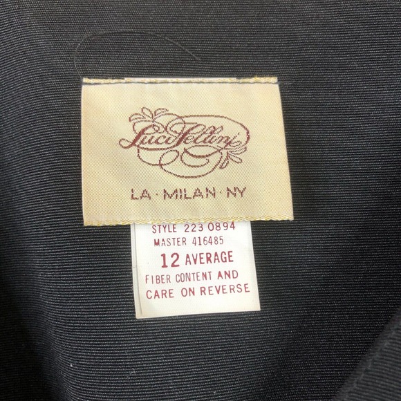 Vintage Luci Fellini Jumpsuit Black 1980s One Piece V-Neck Elastic Waist Size 12 - Picture 3 of 8